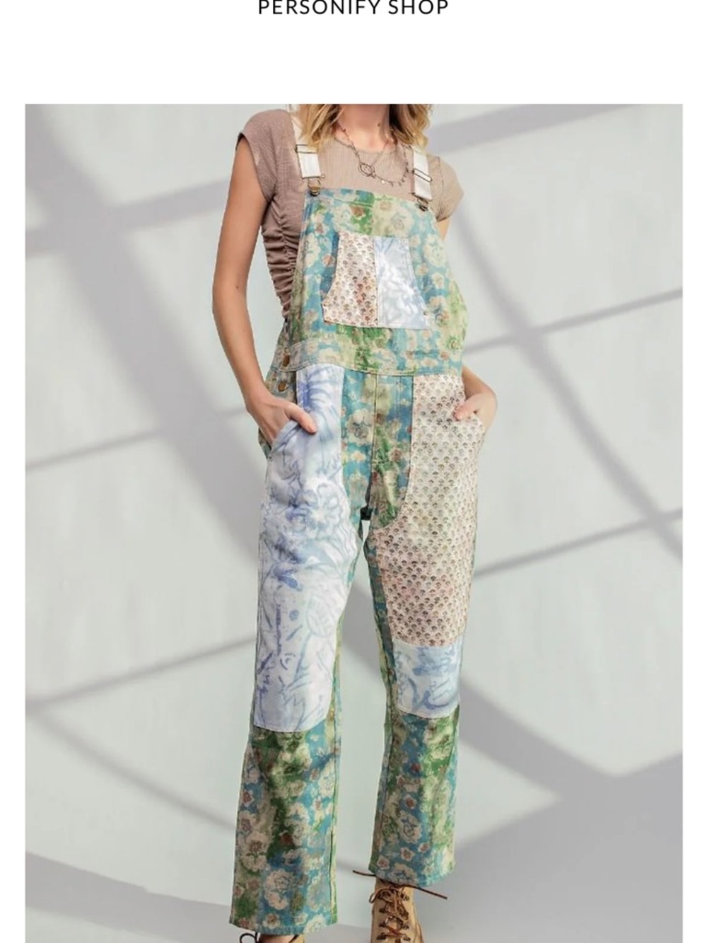 EASEL Laney Mae Floral patchworks overalls